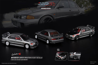 Mitsubishi Lancer Evolution III - Grey (with extra wheels and decals)