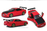 1:18 - 1999 Nissan Skyline GT-R (R34) - Red with Neon LED Light Underglow