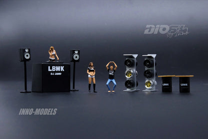 Liberty Walk Auto Salon Diorama, including LBWK Chrome and 3 figures
