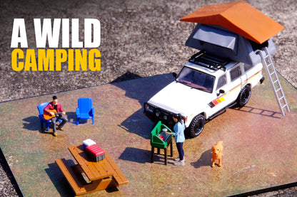 Car Camping Diorama Set with Toyota Land Cruiser (FJ60) and accessories