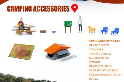 Car Camping Diorama Set with Toyota Land Cruiser (FJ60) and accessories