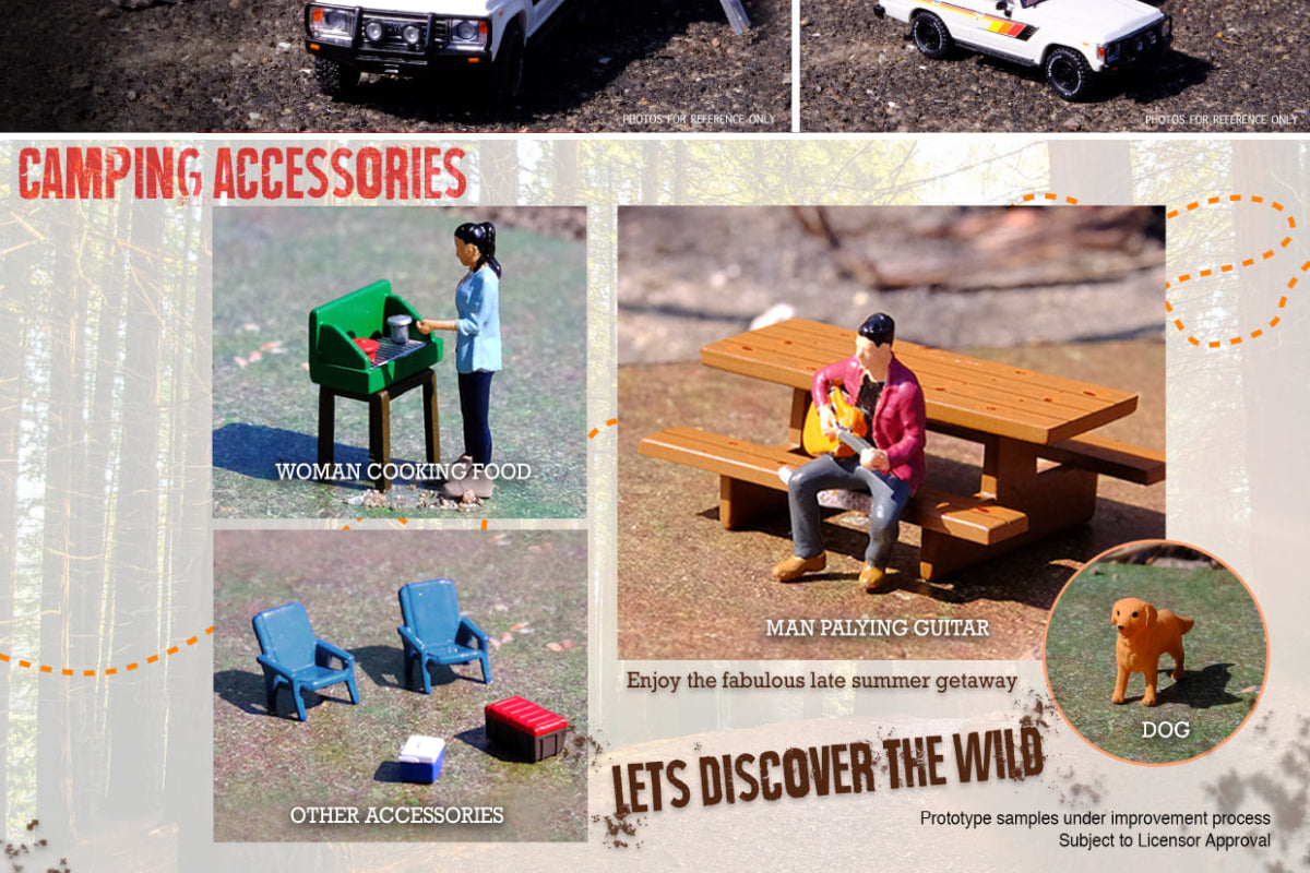 Car Camping Diorama Set with Toyota Land Cruiser (FJ60) and accessories