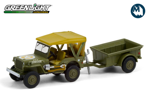 1943 Willys MB Jeep with M5 Liquid Vesicant Detector Invasion Star and 1/4 Ton Cargo Trailer