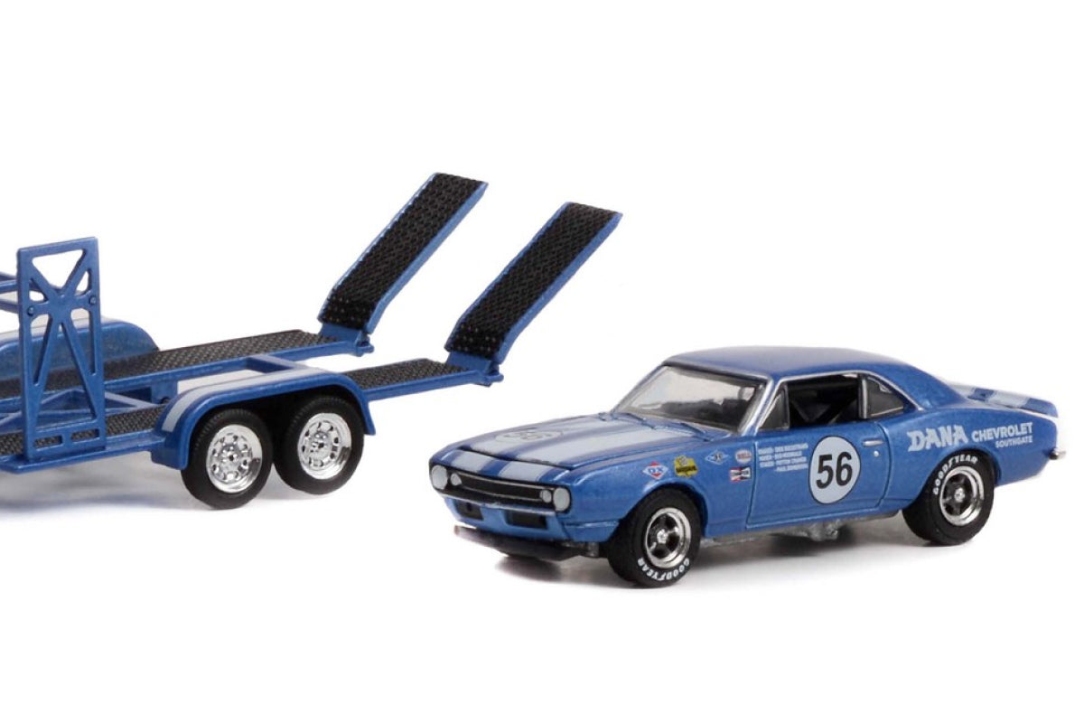 1968 Chevrolet C-10 and 1967 Chevrolet Trans Am Camaro - Dana Chevrolet #56 on Tandem Car Trailer