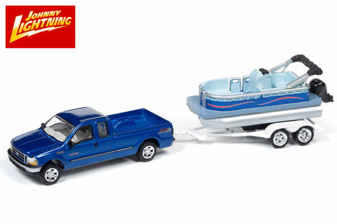 Johnny Lightning Gone & Fishing 1959 Ford F-250 with Boat & Trailer Chase  Car