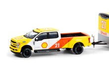 2019 Ford F-350 Lariat and 2021 Ford Mustang Mach 1 Shell Oil #21 with Enclosed Shell Oil Car Hauler