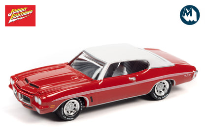 1972 Pontiac GTO (Cardinal Red with Flat White Roof and White Side Stripes)