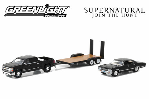 Supernatural (TV Series 2005-Current) 2015 Chevy Silverado with 1967 Chevrolet Impala Sport Sedan on Flatbed Trailer