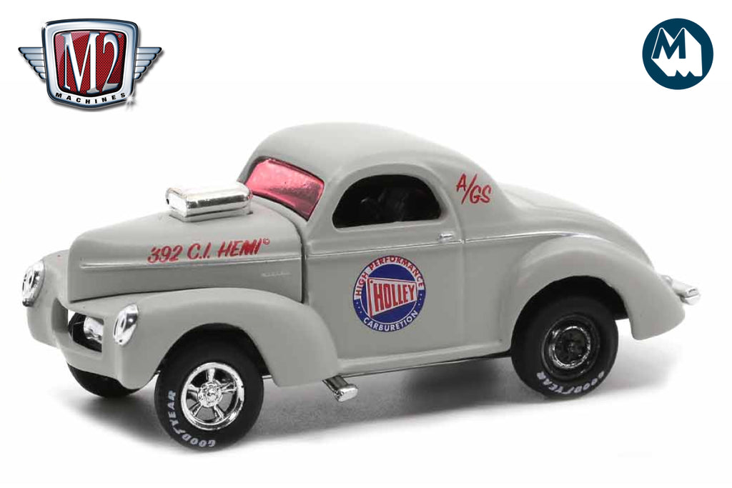 Auto In Scala 1:64 M2 Machines – Holley 1941 Willys Coupe Gasser – Con Auto-Lifts 20
