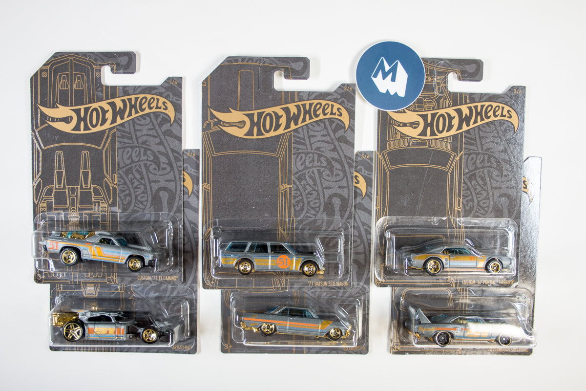 2019 Set of 6 - Hot Wheels Satin & Chrome