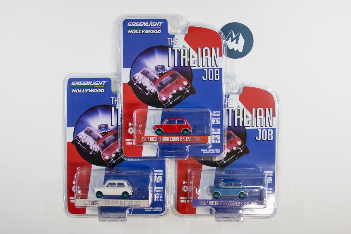 [Green Machine] Full set of 3 The Italian Job Austin Mini Coopers (Red, White and Blue)