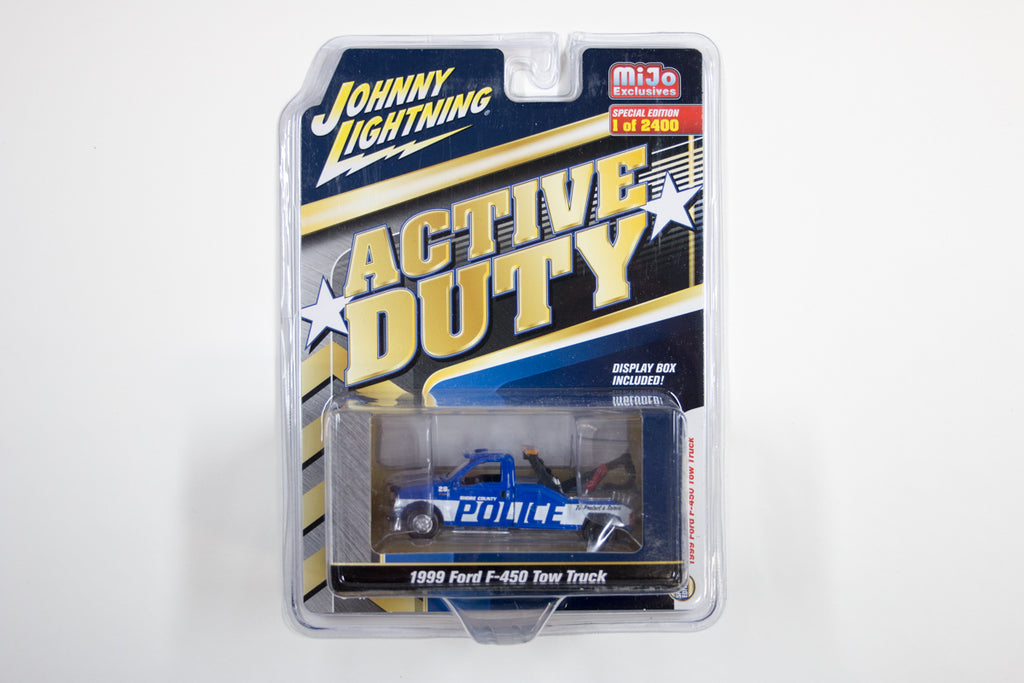 Johnny Lightning 1/64 Ford F-450 Polizia CHP - Carro Attrezzi Pressofuso Blu 1999 (Serie All Stars)