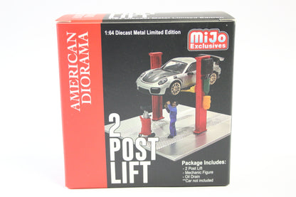 1:64 American Diorama 2 Post Lift Set in Red (AD-38375)