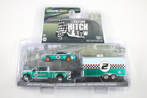 [Green Machine] 2019 Ford F-350 Dually and 2019 Ford Shelby GT350R Gulf Oil with Enclosed Gulf Oil Car Hauler