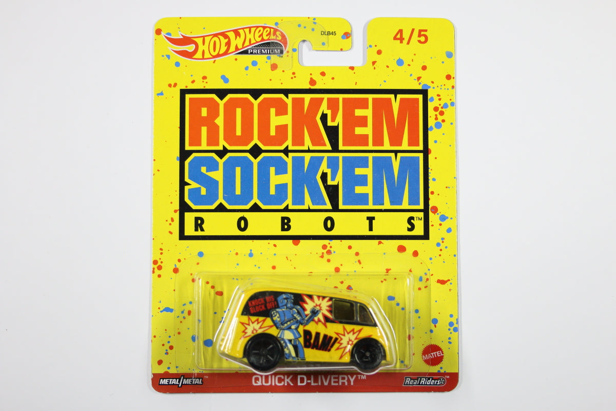 Hot Wheels Pop Culture 2022 Mix 4 Mattel Brands / Quick D-Livery - Rock 'Em Sock 'Em Robots