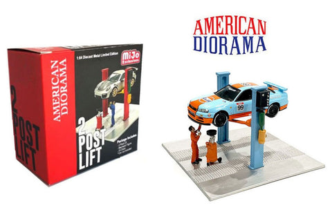 1:64 American Diorama 2 Post Lift Set in Light Blue (AD-38379)