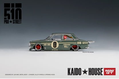 #001 - Datsun 510 Pro Street - KAIDO★HOUSE x MINI GT (OG Green)