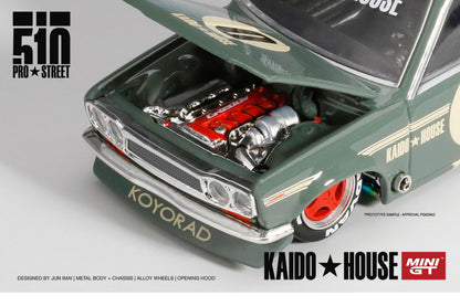 #001 - Datsun 510 Pro Street - KAIDO★HOUSE x MINI GT (OG Green)
