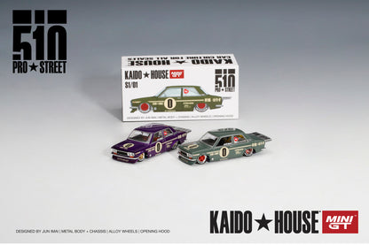 #001 - Datsun 510 Pro Street - KAIDO★HOUSE x MINI GT (OG Green)