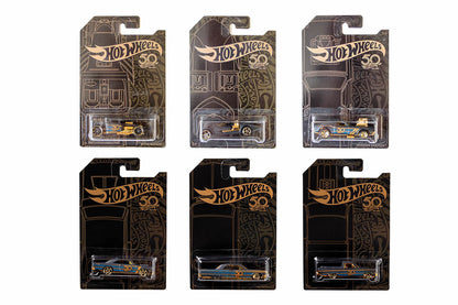 2018 Set of 6 - Hot Wheels Black & Gold (50th Anniversary)