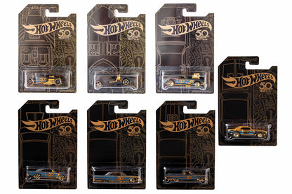 2018 Set of 6 + Chase - Hot Wheels Black & Gold (50th Anniversary)